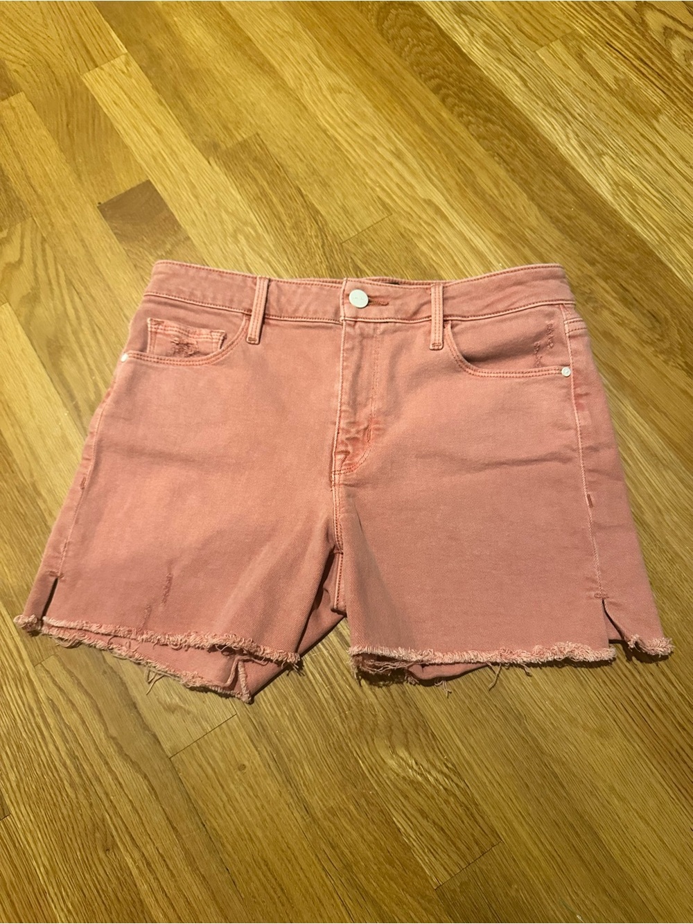 Sanctuary Coral Pink Frayed Hem Denim Shorts
